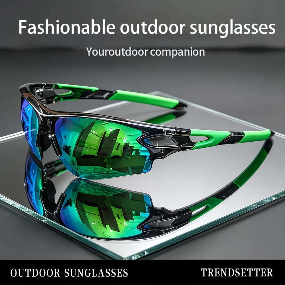 1Pc stylish sunglasses, mirrored lenses and wrapping design, suitable for all occasions and events, suitable for both men and women, the perfect gift for family and friends
