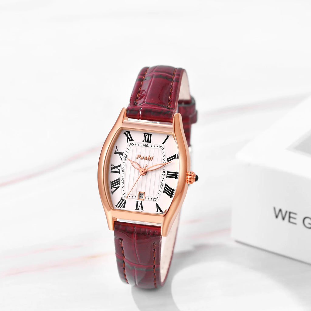 Waterproof Women Watch Leather Strap Roman Numeral scale Quartz Watch Rectangular Women's Fashion Exquisite Small Watch mbzr