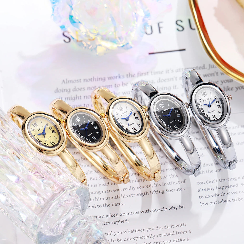 Elegant Oval Roma Dial Women Quartz Watch Fashion Bracelet Strap Ladies Wristwatch Reloj Mujer Girls Clock Gift