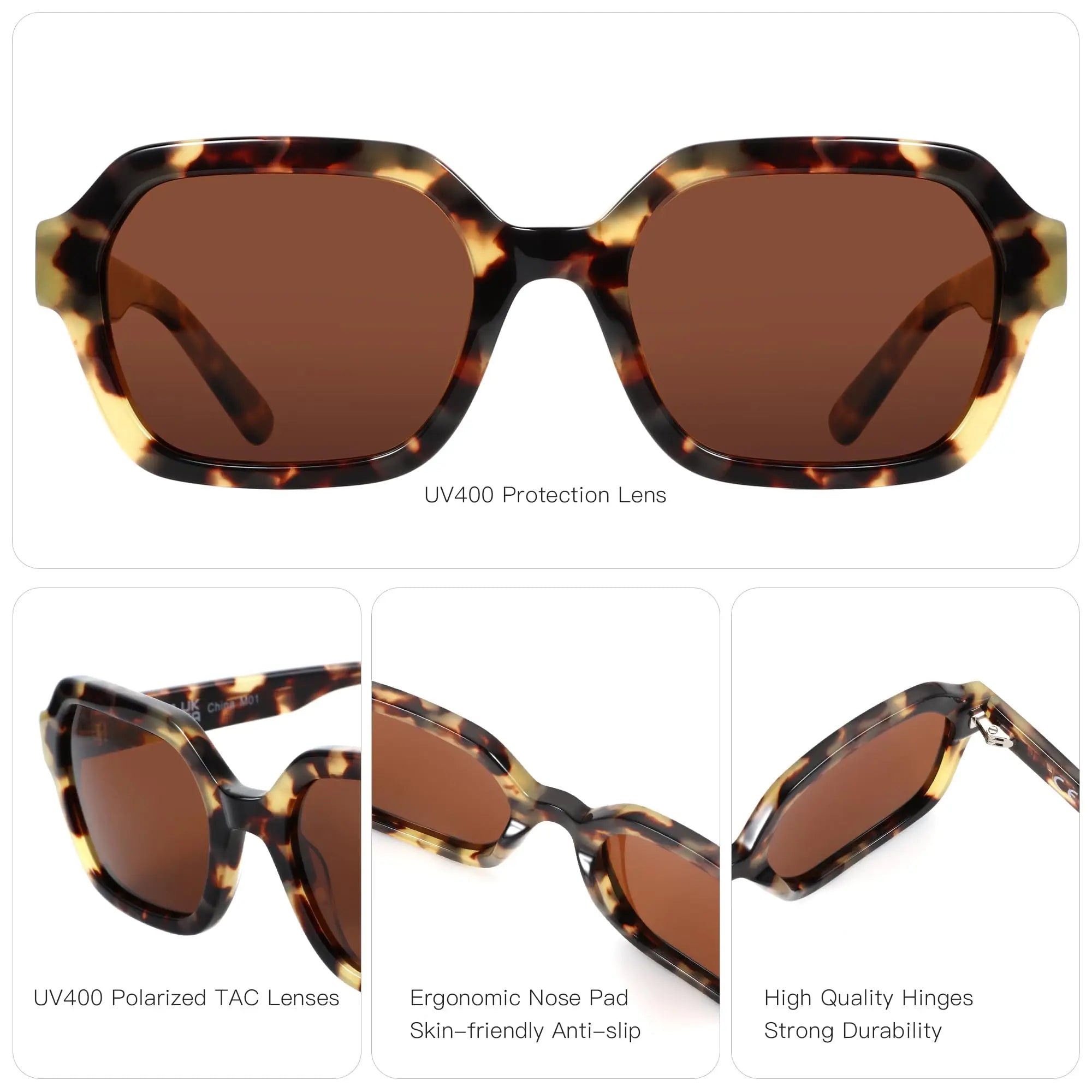 ZENOTTIC  Hexagon Handmade Acetate For Women Prescription Sunglasses Polarized UV400 TAC Lenses Retro Eyewear