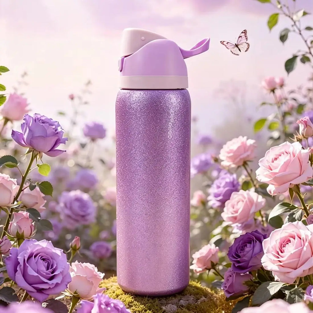 Owalaa diamond purple 32oz/945ml stainless steel insulated water bottle with straw,for daily sports outdoor,perfect gift mbzr