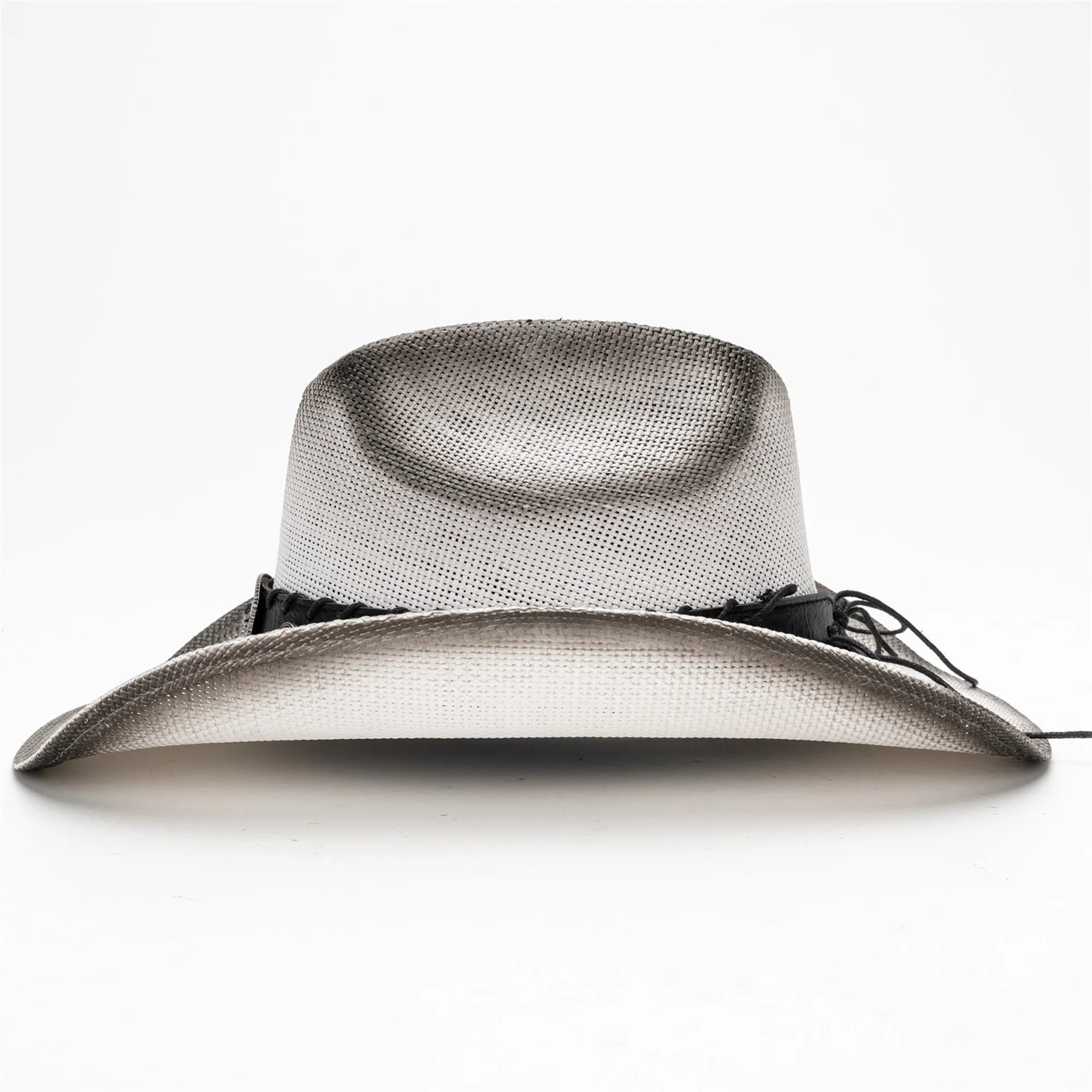 Western Style Straw Cowboy Hat with Cattle Head Design and Belted Sun Protection for Outdoors