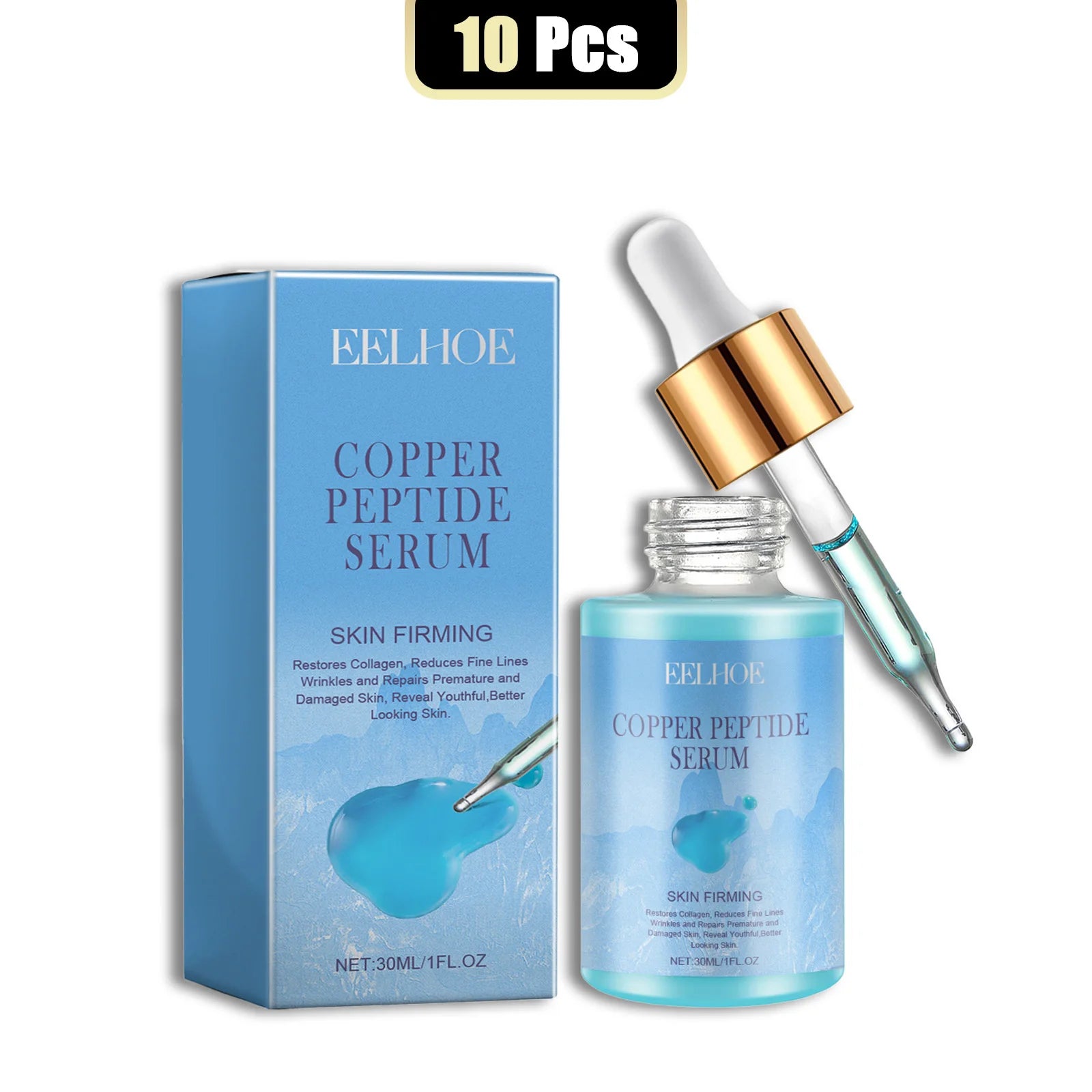 EELHOE 30ml Copper Peptide Facial Serum Moisturizing Firming Face Skin Increase Elasticity Anti Wrinkle Lines Daily Facial Care mbzr
