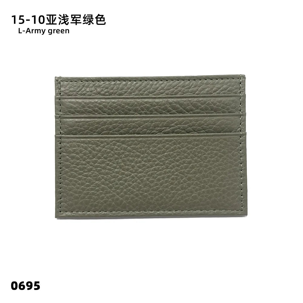Cowhide Card Holder Woman Man Fashion Slim Mini Card Bag Genuine Leather Engrave Name Luxury Casual Purse