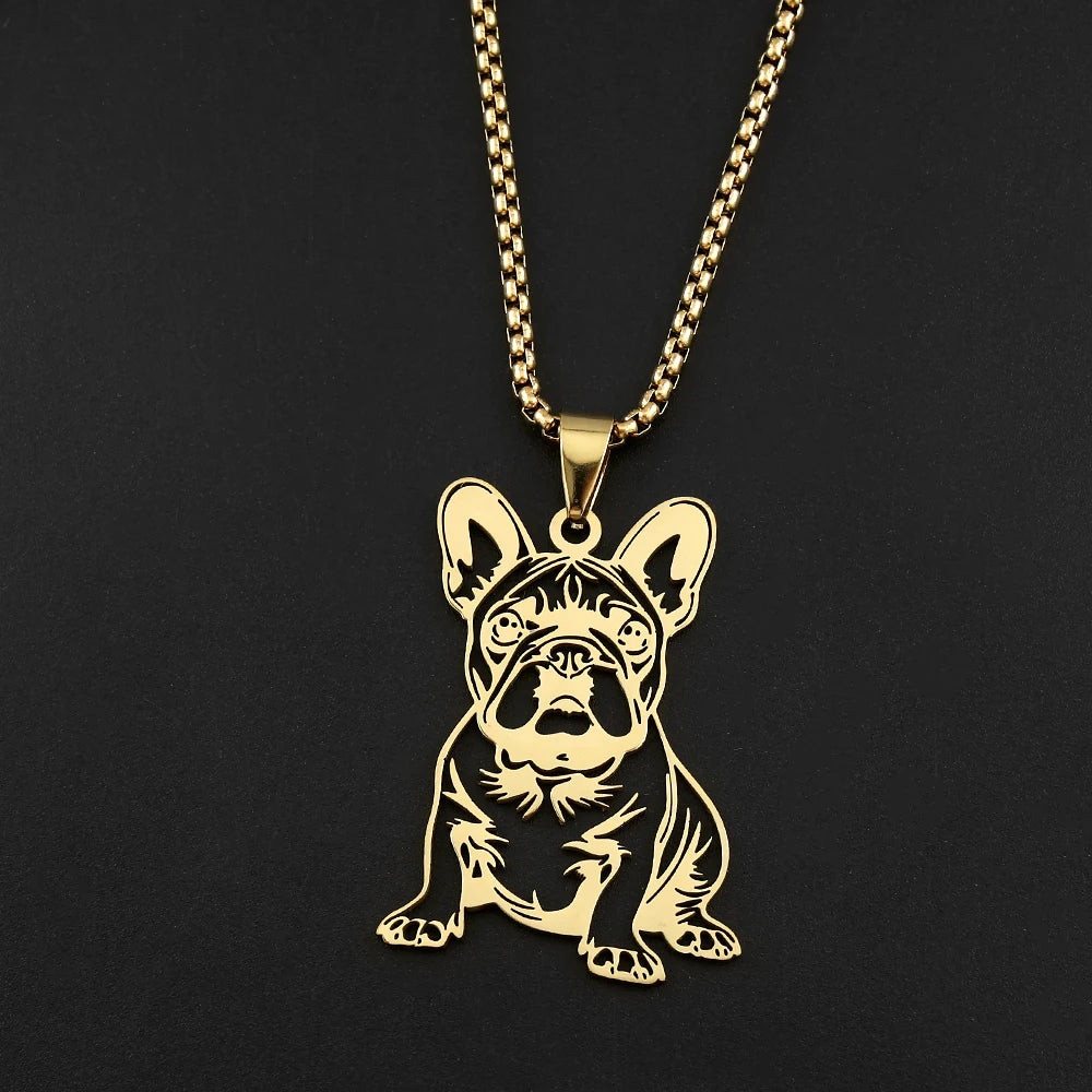 Sweet French Bulldog Chain For Women Men Stainless Steel Silver Color Animal Puppy Pug Dog Lovely Pendant Necklace Jewelry
