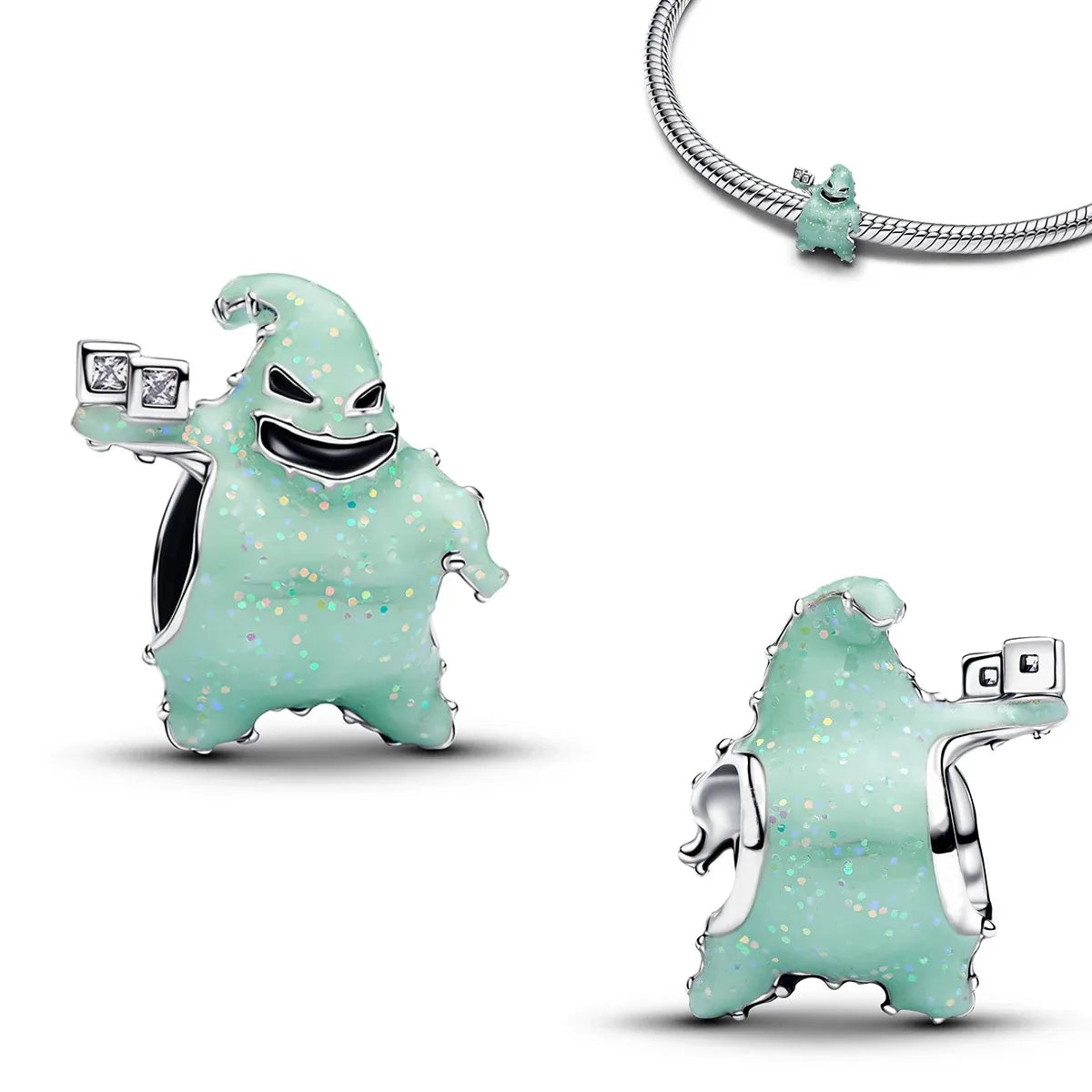 925 pure silver constellation pendant with relief texture of ghostly skull. Suitable for bracelets and necklaces. Jewelry.