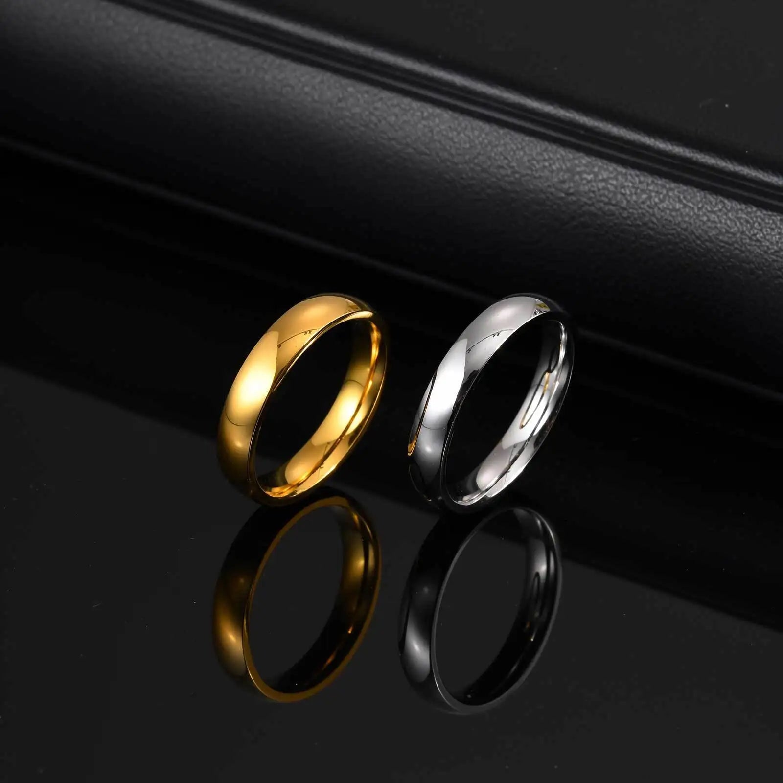 Vnox Simple Solid Color Stainless Steel Engagement Rings for Men, Elegant 4mm Wide Size 6-12 Wedding Band Anniversary Gifts New