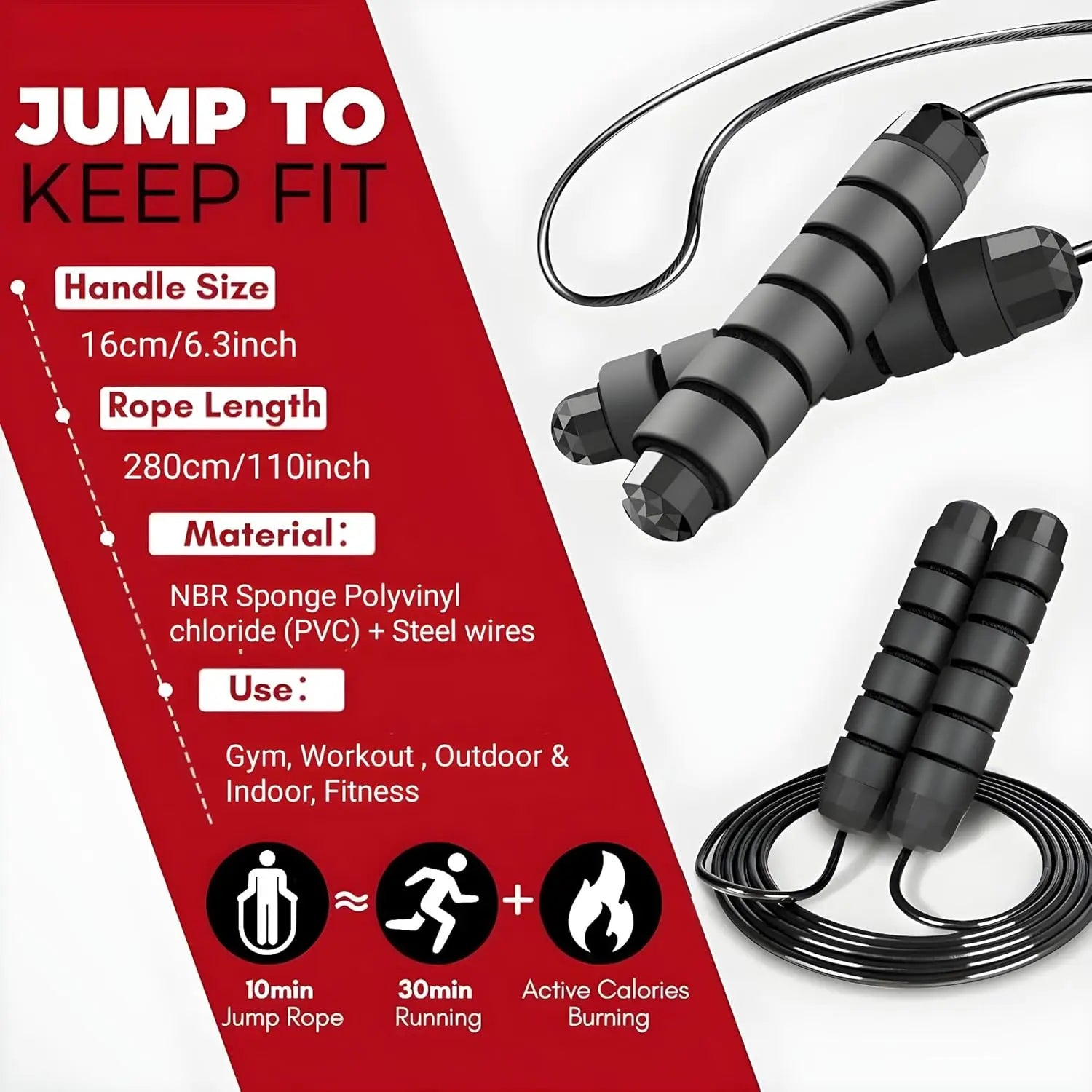 Jump Rope - Tangle-Free Rapid Speed with Ball Bearings -jump Rope for Men, Women, Kids and Adults – Home Exercise and Slim Body Adjustable Speed Jump Ropes for Fitness at Home Gym Workout mbzr