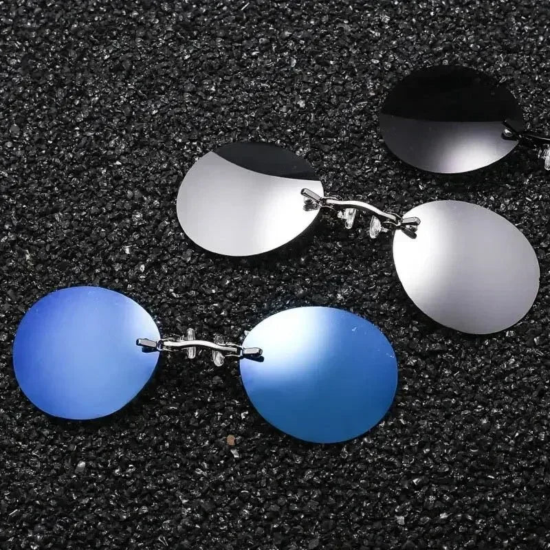 1-2PCS Clip On Nose Glasses Round Rimless Matrix Morpheus Sunglasses Mini Frameless Vintage Shades