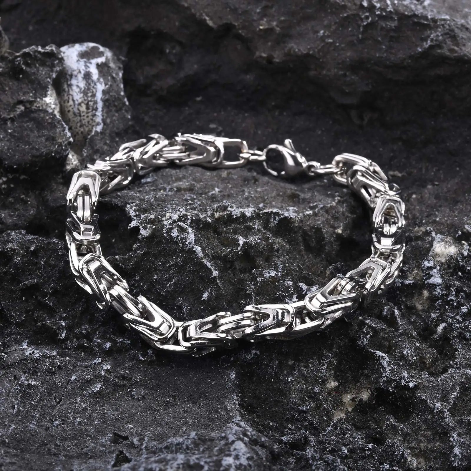 Vnox 6.4mm Byzantine Chain Bracelets for Men Boys Square Braided Link Bracelet Never Fade Stainless Steel New Masculine Style