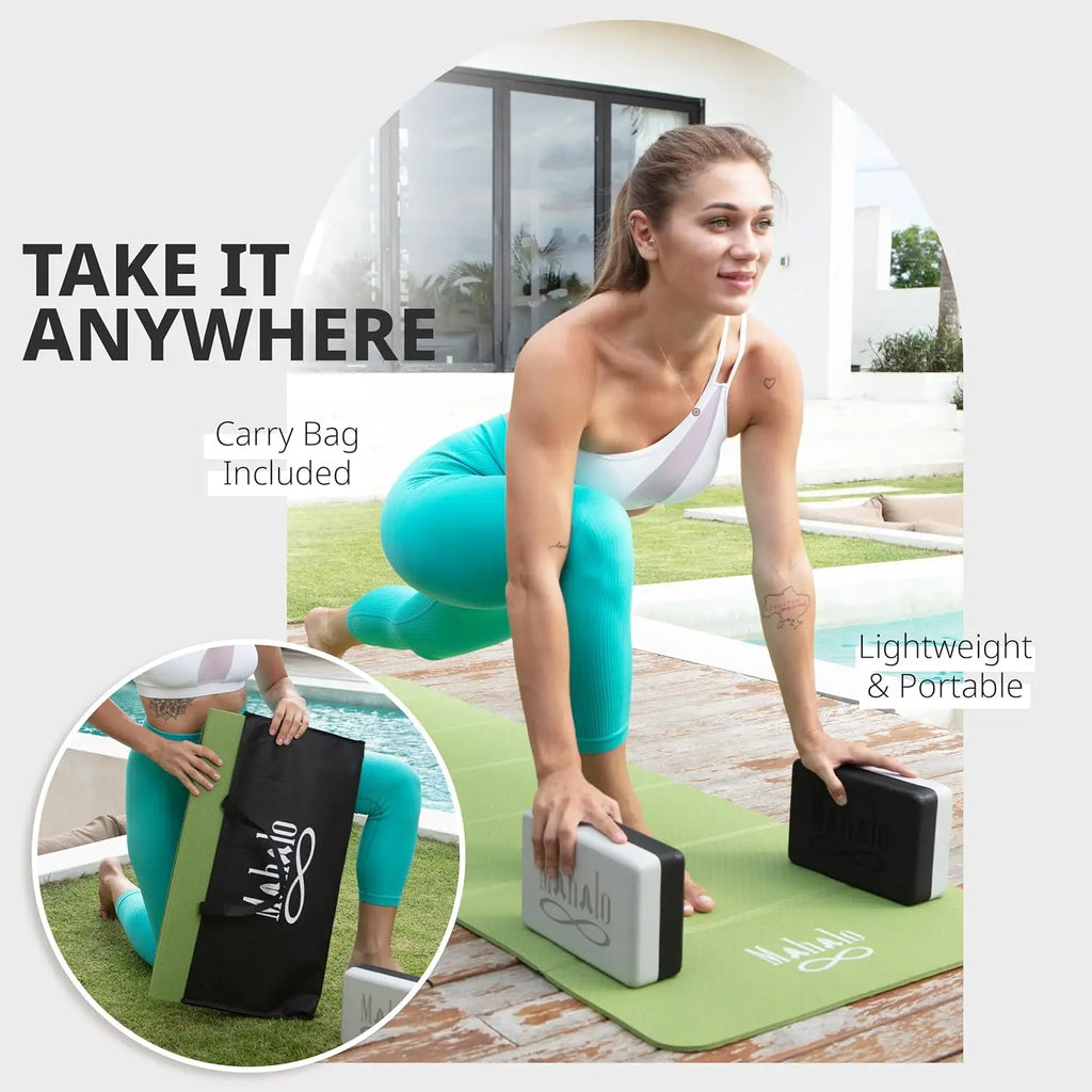 Foldable Yoga Mat with Carry Bag, 6mm 7-fold Workout Mat, Non-Slip Exercise Mat for Yoga, Pilates, Home Gym mbzr