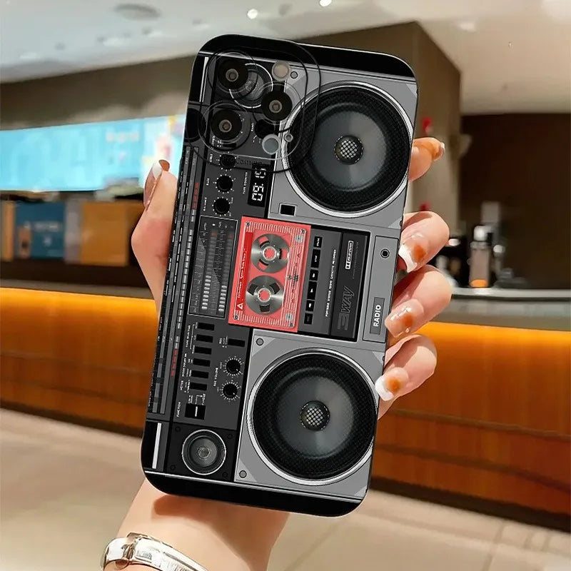 Phone case: audio pattern black, fashionable and popular suitable for iPhone 17/16/15/14/13/12/11 Pro Promax Plus phone case