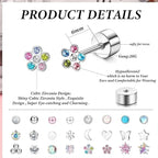 Stainless Steel Heart and Crescent Moon Stud Earrings for Women