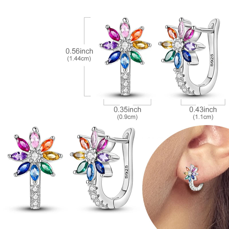 Sterling Silver Hoop Earrings Hypoallergenic Zirconia Women mbzr