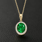 Elegant Artificial Emerald Pendant Necklace Round Oval Cut Women 925 Sterling Silver Chain GreenColor Waterdrop Necklace Jewelry mbzr
