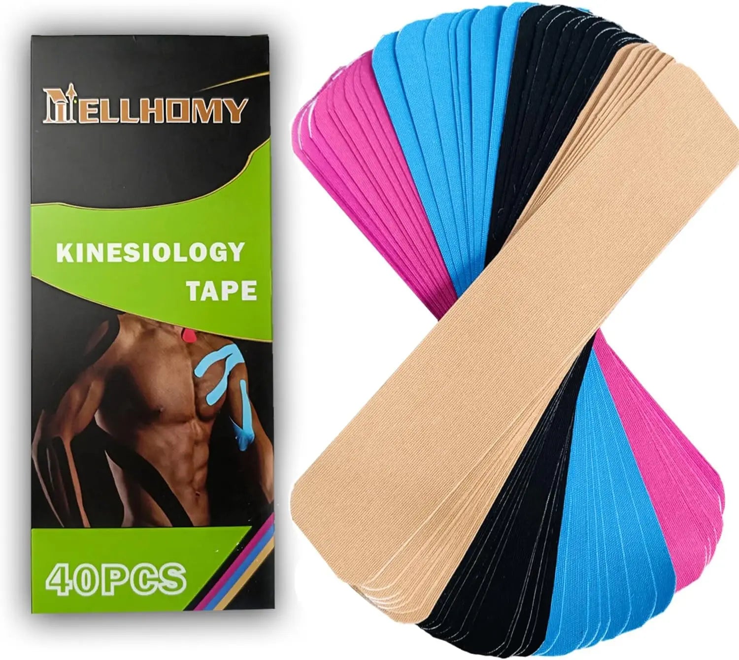 40/80 Strips Kinesiology Tape Cotton Elastic Precut Athletic Tape for Support Athletic Tape for Knees Muscle Strain Relief mbzr