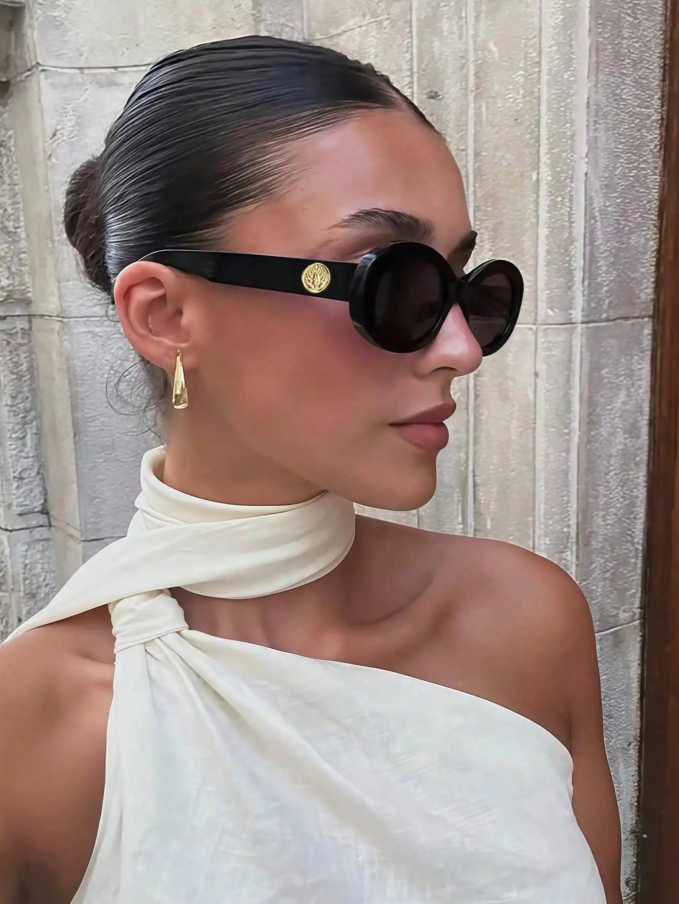 1pc Retro Oval Women's Fashion Glasses, Cat Eye Design, High-End Fashion Eyewear mbzr