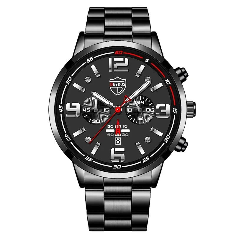 Fashion Mens Stainless Steel Watches Luxury Quartz Wristwatch Calendar Luminous Clock Men Business Casual Watch Reloj Hombre mbzr