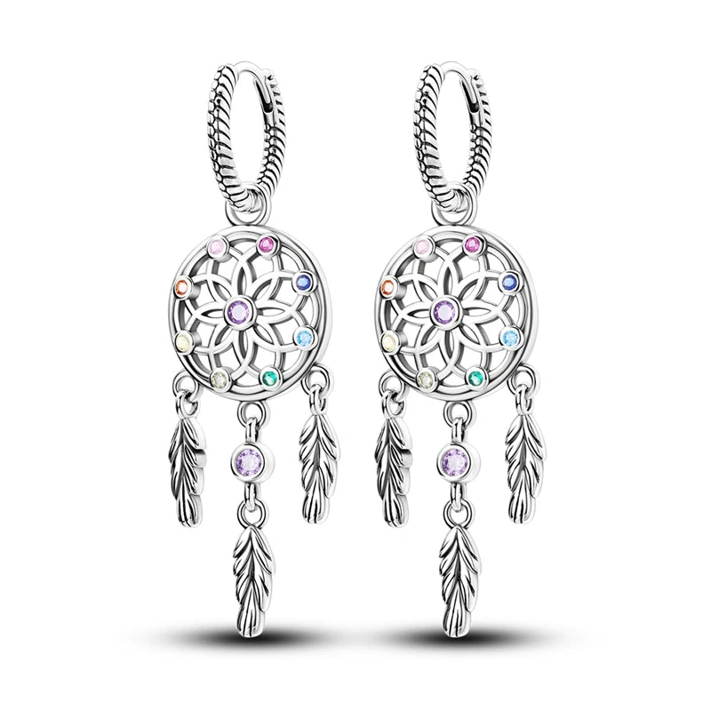 MULA Earrings 925 Sterling Silver Dreamcatcher Snake Bone Drop Earrings For Woman Ladies Wedding Engagement Party Jewelry Gift