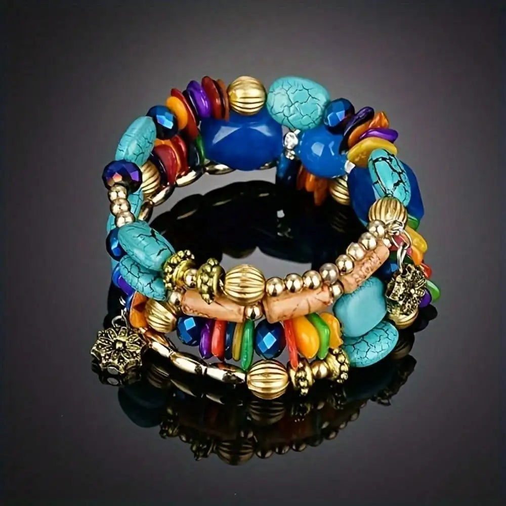 Multi-Layered Irregular Natural Agate Beads Bohemian Charming Bracelet - Vintage-Inspired Yoga Jewelry For Women - Perfect Gift For Girlfriend, Family, Friends, Birthdays, Festivals, And Anniversaries With Small, Delicate, An