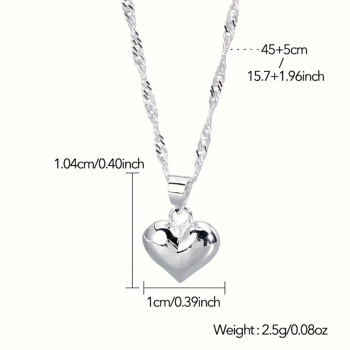 1 S925 sterling silver necklace with heart pendant - long lasting, safe for sensitive skin, nickel free, perfect for daily wear, a great gift for loved ones