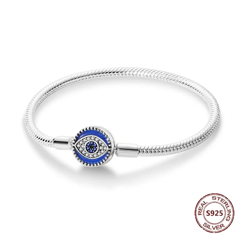 Silver 925 Bracelet Original Bracelets Colorful Zircon Heart Flower Cat Snake Chain For DIY Charms 17-20CM Luxury Jewelry Gifts mbzr