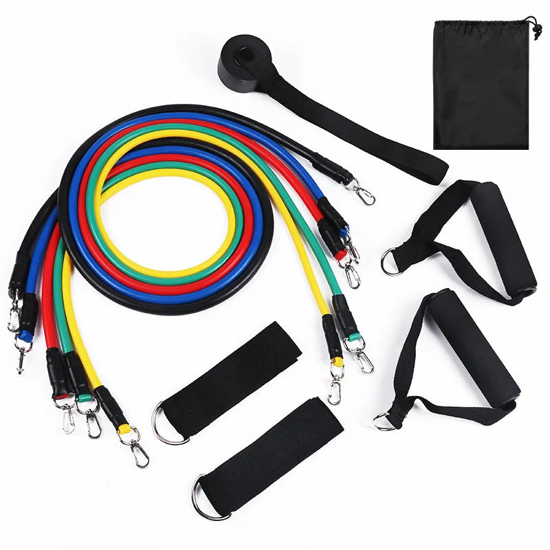 Multifunction Fitness Tension Rope 5-Tube Elastic Yoga Pedal Puller Resistance Band Tension Rope for Stretching Abdomen Training mbzr