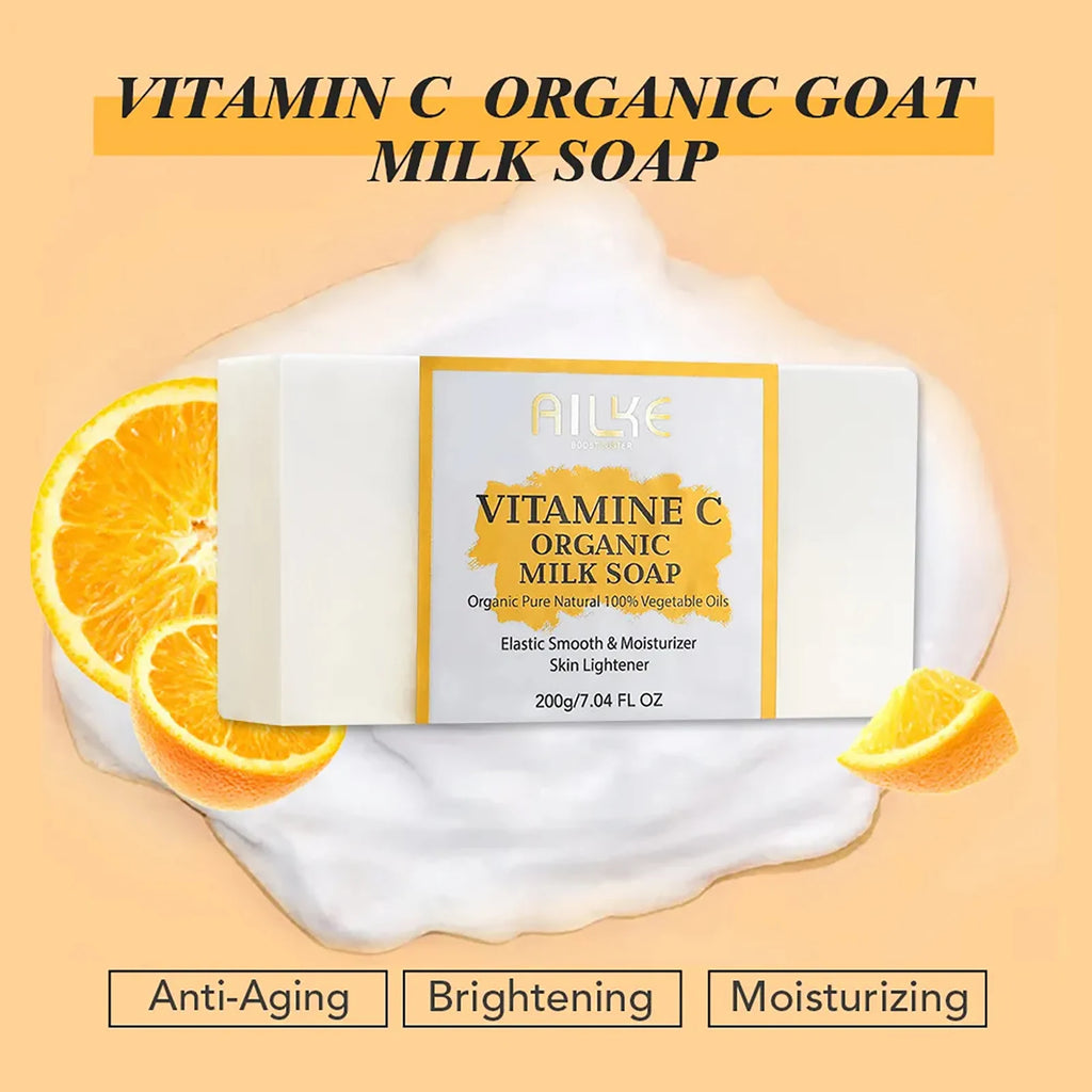 Ailke organic milk soaps containing vitamin C, whitening, wrinkle reducing, anti-aging, smoothing, and softening the skin,200g mbzr
