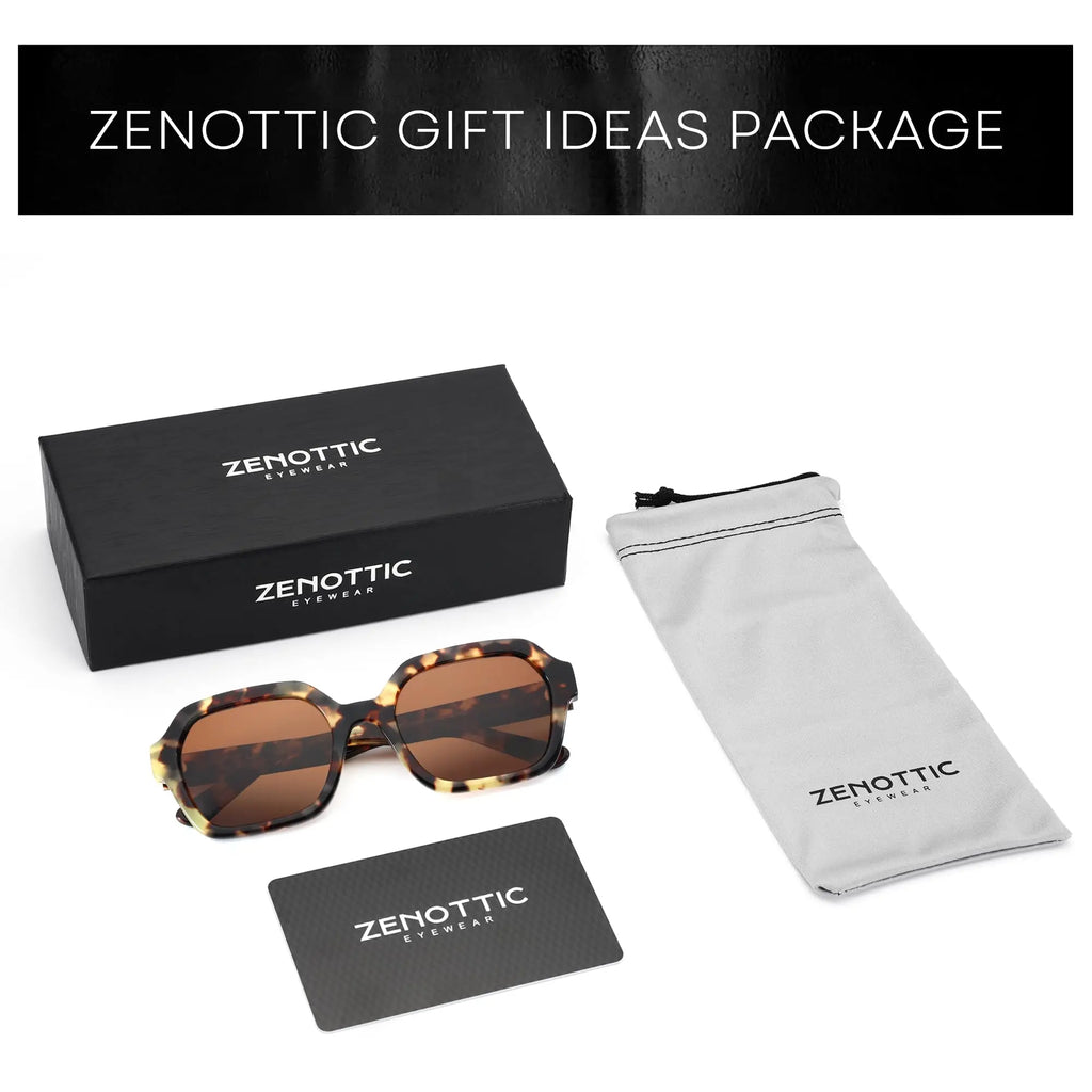 ZENOTTIC  Hexagon Handmade Acetate For Women Prescription Sunglasses Polarized UV400 TAC Lenses Retro Eyewear