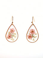 1pair Teardrop Shape Resin & Dried Flower Earrings With Glue Surface, Suitable For Women's Daily Wear,Natural Dried Flowers, Random Shapes And Colors Valentines,Mom,Mother,Mother's Day,Gift