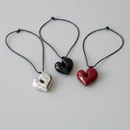 LATS Red Heart Pendant Necklace Vintage 80s Aesthetic Love Inspired Choker New Fashion Romantic Heart Necklace for Women mbzr