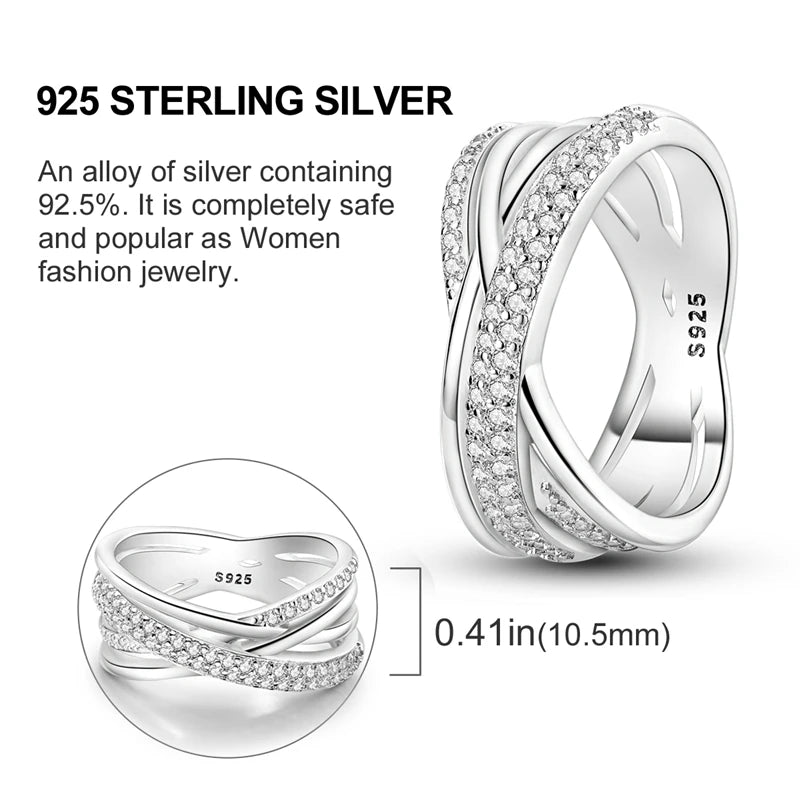 Original 925 Sterling Silver Ring Colorful Diamonds Cubic Zircon Finger Ring for Women