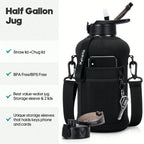 UKEIN Half Gallon Water Bottle With Storage Sleeve, 74oz Large Water Bottle With 2 Lids(Straw Lid And Chug Lid), Big Sports Wate mbzr