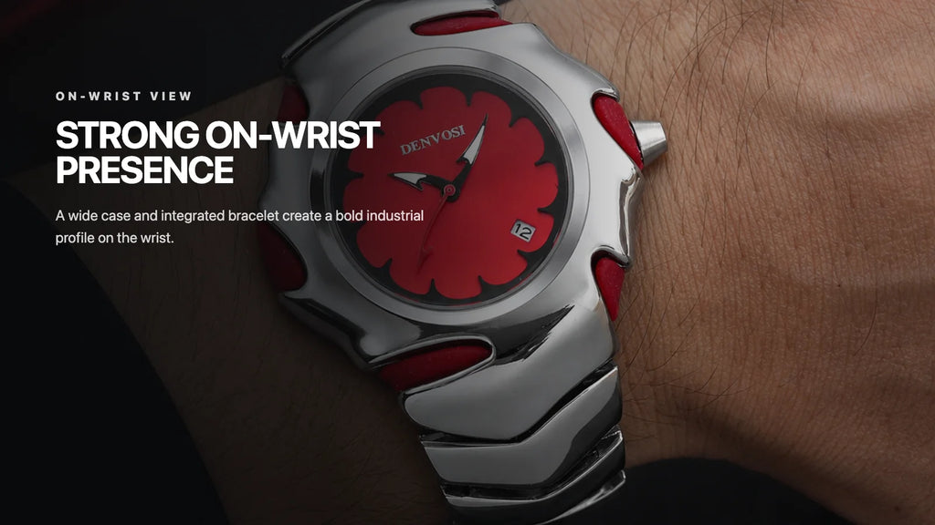 DENVOSI Futuristic Sport Watch Irregular Shark Wave Design Analog Quartz Metal Band for Men and Women