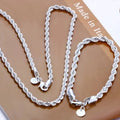 Charm 925 sterling silver Accessories Men 4MM 40-60cm 2PCS Rope Chain Necklace Bracelet Women Fashion Wedding Gift Jewelry mbzr