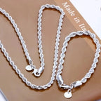 Charm 925 sterling silver Accessories Men 4MM 40-60cm 2PCS Rope Chain Necklace Bracelet Women Fashion Wedding Gift Jewelry mbzr