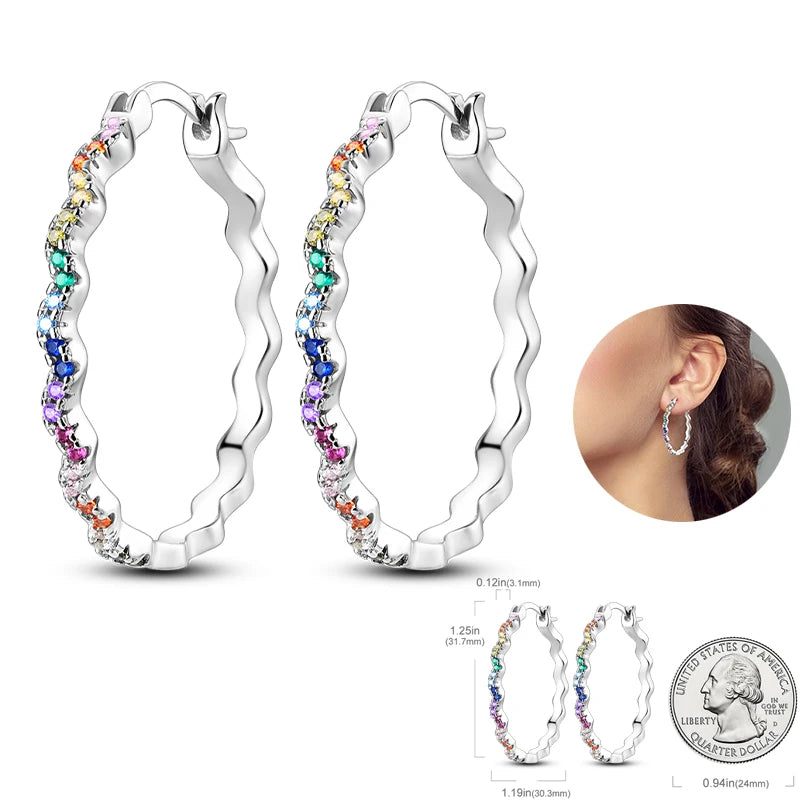 Women's 925 Sterling Silver Circle Style Simple Colorful And Shiny Zircon Earrings Fit For Attend A Wedding Exquisite Jewelry mbzr