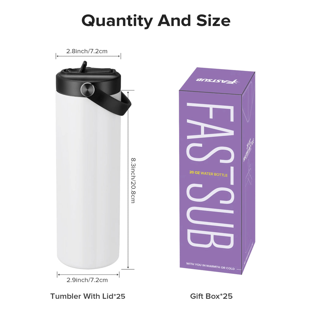 12/25 Pack 20OZ Sublimation Blanks Tumbler, Vacuum Flap With Flip nozzle, Perfect for Fitness Travel and Sports water Bottles mbzr