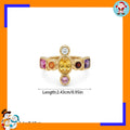 Medieval Retro Cross Colored Treasure Ring Multi-color Splicing Special-shaped Zircon Stainless Steel Ring Court Style