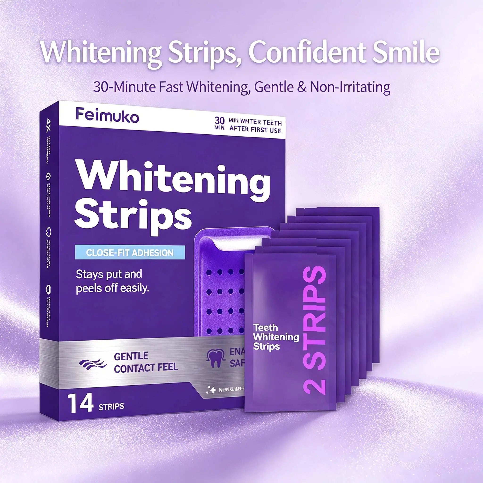 Purple Teeth Whitening Strips for Sensitive Teeth Remove Coffee Wine Smoking Stains Non Slip Improve Dental Yellowing Bright Smile Teeth Bleaching Strip mbzr