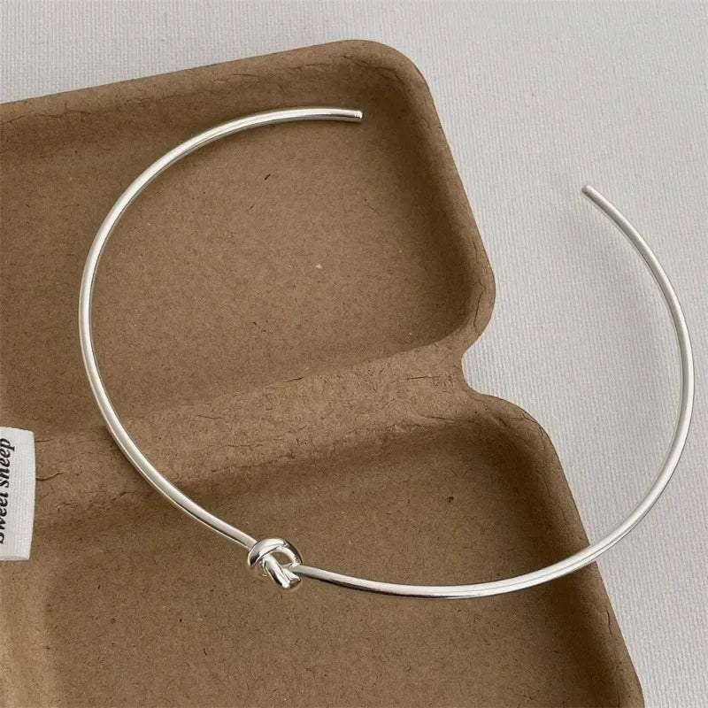 Minar Minimalist Hollow Out Knotted Open Adjustable Torques for Women Female 18K Gold Silver PVD Plated Stainless Steel Choker