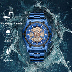 Men's Imitation Mechanical Quartz Watch Stainless Steel Strap Waterproof Watch Luminous Hands Dial Calendar Available mbzr