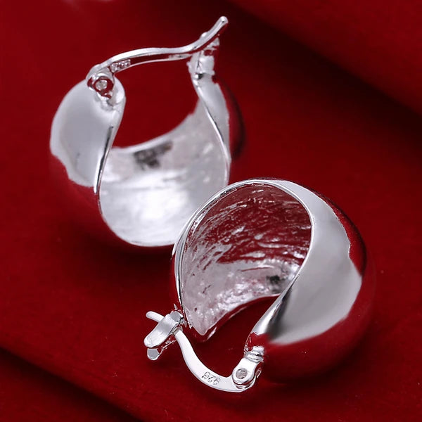 Top Quality 925 Sterling Silver Earrings Simple Round Circle Hoop Earrings For Woman Fashion Wedding Engagement Charm Jewelry mbzr