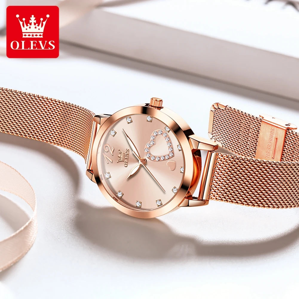 OLEVS 5189 Light Luxury Style Women Quartz Movement Watch Luminous Function 30m Waterproof Milanese Steel Strip Brand Wristwatch mbzr