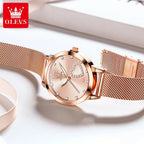 OLEVS 5189 Light Luxury Style Women Quartz Movement Watch Luminous Function 30m Waterproof Milanese Steel Strip Brand Wristwatch mbzr