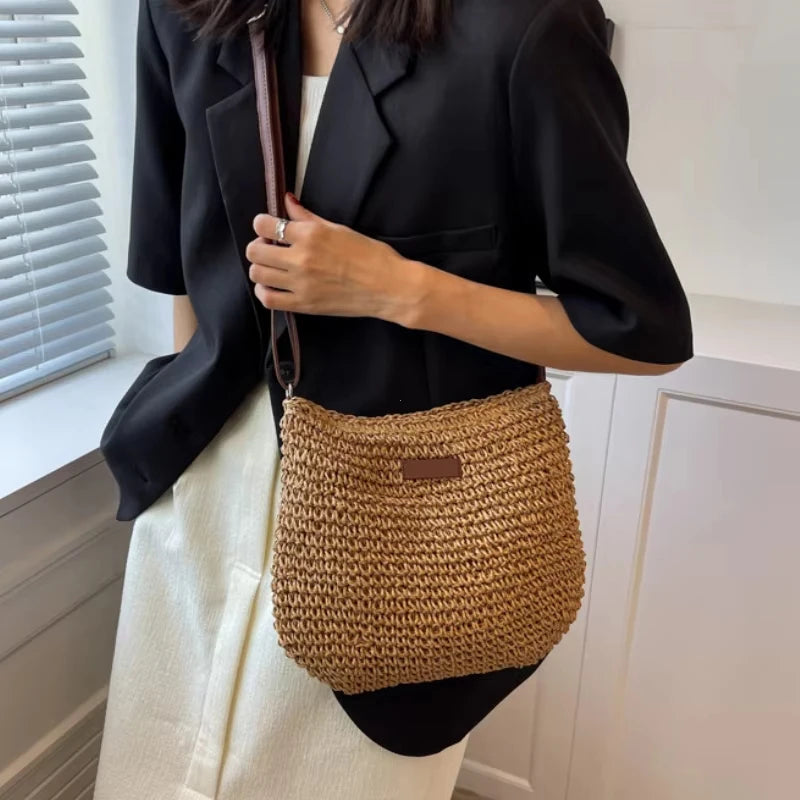Elegant Light Paper Rope Bag - Bohemian Handmade Style, Hot-Selling Beach/Casual Bag (Crossbody & Shoulder Tote) mbzr