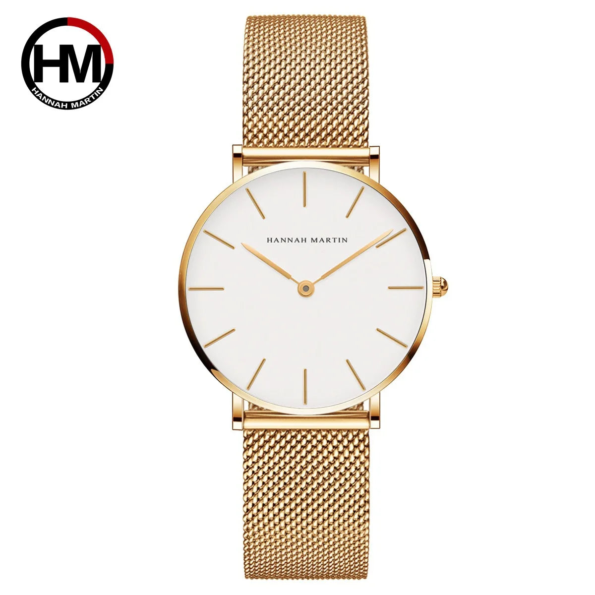 HANNAH MARTIN Top Brand Hot Selling Original Quartz Watch Women Simple Elegant Steel 36mm Japanese Movement Clock Banquet Matching & Work Leisure Watches Ladies Clock Local Watch Women Mesh with Quartz Movement Original Ladie