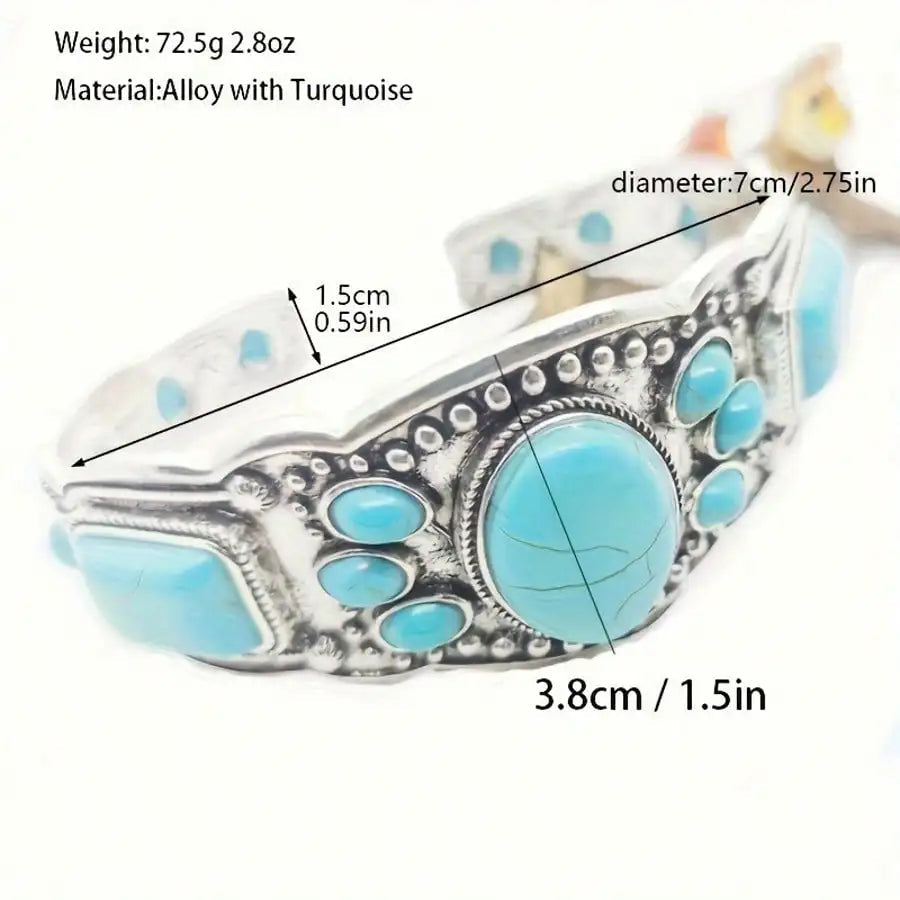 Retro Bohemian Natural Turquoise Bracelet Leisure Wear Exquisite Accessories mbzr