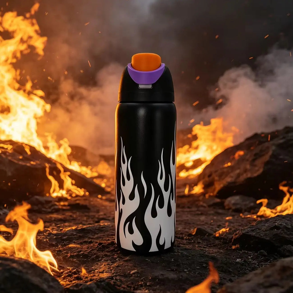 Owalaa white flame 32oz/945ml stainless steel insulated water bottle with straw,for daily sports outdoor,perfect gift mbzr