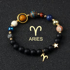 Universe Galaxy Eight Planets 12 Constellation Bracelets for Women Natural Stone Solar System Bracelets Libra Virgo Leo Jewelry